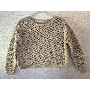 Jessica Simpson Women's Ivory Crochet Crop Sweater Cardigan, Size Medium